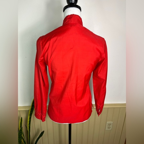 Vintage Daffodil Red Embroidered Blouse S Artsy Lace Button Top China Style Rare - Picture 10 of 13